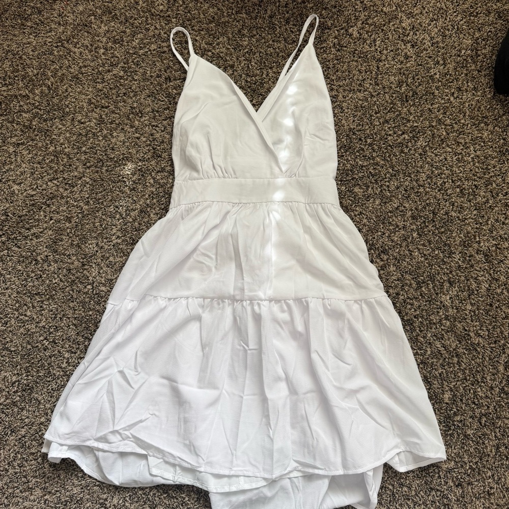 Elegant White Spaghetti Strap Dress